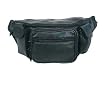 Large Fanny Pack Waist Bag w/Cell Phone Holder & Credit Card Organizer in Black Leather