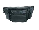Large Fanny Pack Waist Bag w/Cell Phone Holder & Credit Card Organizer in Black Leather