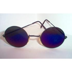 John Lennon - Beatles - Groovy Hippy Deep Blue Black Frame Sunglasses
