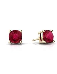 Created Ruby 14kt Yellow Gold Earrings