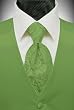 Tuxedo Vest - Solid Satin Clover with Coordinating Tapestry Tie