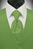 Tuxedo Vest - Solid Satin Clover with Coordinating Tapestry Tie