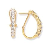 14k Yellow Gold & Diamond Omega-Clip Half-Hoop Earrings (3.00ctw) SPECIAL ORDER
