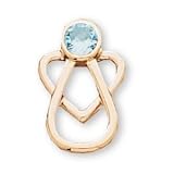 The Perfect 14K Yellow Gold With Me Always March Birthstone Angel Pin - 15.5X10MM