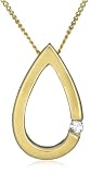 Image of 9Ct Yellow Gold Diamond Teardrop Pendant + Curb Chain (Adjustable) 18
