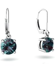 Created Alexandrite 14kt White Gold Lever Back Earrings