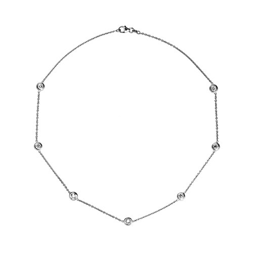 18K Gold White Diamond By The Inch Necklace 18 