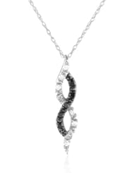 10k White Gold Black and White Diamond Mini Twist Pendant Necklace (1/7 cttw, I-J Color, I2-I3 Clarity), 18"