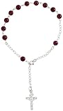 Sterling Silver Rosary Bracelet 5 mm Natural Garnet Beads, 7 1/4 inch long