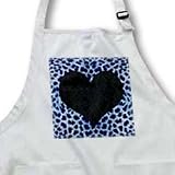 Janna Salak Designs Prints and Patterns - Punk Rockabilly Blue Cheetah Animal Print Black Heart - Aprons