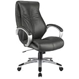 Executive Eco Leather Chair with Locking Tilt Control, Padded C Arms and Coated Base (Black/Sliver)