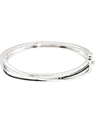 Genuine Black Spinel & Diamond Bangle Bracelet