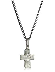 Erica Molinari "Renaissance" Sterling Silver Diamond Rustic Cross Charm Necklace