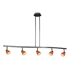 Spot Light Pendant - 5 Light Spot Pendant Lighting Fixture - Dark Bronze - Honey Ripple... by Vaxcel Lighting