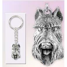 Schnauzer 3D Pewter Keychain for Real Dog People