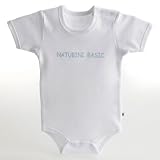 Produkt-Bild: natubini Baby Body, wei&szlig; mit gummierten Druck in hellblau, Kurzarm, Gr&ouml;&szlig;e 50/56-98/104