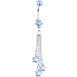 Light Blue Faux Pearl Star Chain Drop Belly Ring