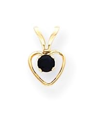 14k Gold 3mm Sapphire Heart Birthstone Necklace