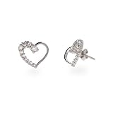 Eve's Addiction Sterling Silver CZ Heart Journey Earrings