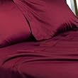 Homespell Egyptian Cotton 1200 Thread Count Solid Sateen 7 Pcs Sheet Set & Duvet Cover Set Combo Burgundy - Queen