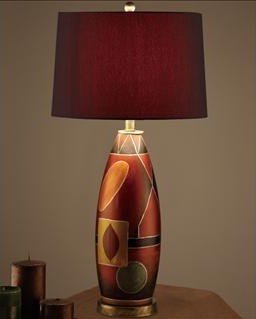 Beutiful Contemporary Table Lamp with Red Hue Color Shade and Earth Color Base Pd11#f5346