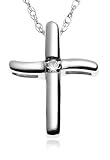 10k White Gold Diamond Cross Pendant (.02 cttw, G-I Color, I3 Clarity)