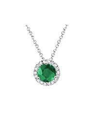 Emerald Pendant Necklace with Diamonds in 14K White Gold
