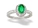 14K White Gold Genuine Oval Emerald and Diamond Couture Ring