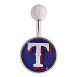 Texas Rangers 316L Stainless Steel Belly Ring - 14G - 3/8 Inch Bar Length - Sold Individually
