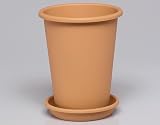 Euro3Plast 2264.45 Rosentopf 36 cm rund terracotta inklusive Untersetzer, rund, terracotta