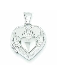 Genuine 14K White Gold White Gold Polished Heart-Shaped Claddagh Locket 0.7 Grams Of Gold 100% Satisfaction Guaranteed.
