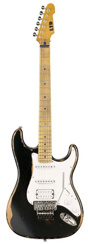 ESP LTD ST203FR Distressed Black 6-String Electric Guitar w Maple Fingerboard