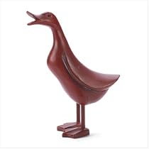 CARVED WOODEN BURGUNDY DUCK OUTDOOR WOOD GARDEN STATUE