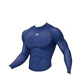 Phiten Blue Aqua-Titanium Long Sleeve Compression Shirt, Large