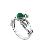 Malachite Heart Band Claddagh Sterling Silver Ring