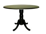 Carolina Cottage 42-Inch Round Drop Leaf Table, Antique Black