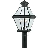 Quoizel RJ9011K Rutledge 3-Light Outdoor Wall Post Lantern, Mystic Black