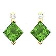 14K Yellow Gold Chatham Created Emerald and Diamond Earrings
