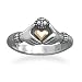 Sterling Silver Claddagh Ring with 14 Karat Gold Heart