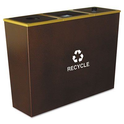 Ex-Cell Metro Collection Recycling Receptacle Triple Stream Steel 54 Gallons Brown