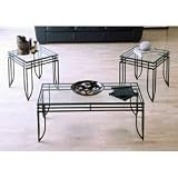 Review Stacks and Stacks  / Coffee and Side Table Set - Black Steel and Glass (Black) (Sizes Vary)