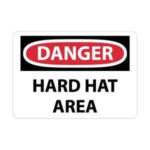 D46RC - Danger Hard Hat Area 14" X 20" .050" Rigid Plastic