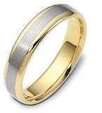 Traditional Style 5mm 18 Karat Gold Two-Tone Comfort Fit Wedding Band Ring