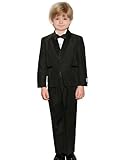 Anthony Toddlers Tuxedo with No Tail, Satin Collar 5 Piece Set Outfit Color: Black Kids Sizes: 4T