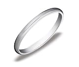 Women's 10k White Gold 2mm Traditional Wedding Band Ring, Size 4.5