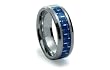 Tungsten Carbide Ring with Blue Carbon Fiber Inlay 8mm