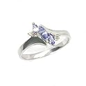 1/3cttw Genuine Marquise Tanzanite and Diamond Accent 10K White Gold Ring Size 7
