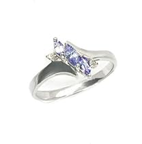 1/3cttw Genuine Marquise Tanzanite and Diamond Accent 10K White Gold Ring Size 7