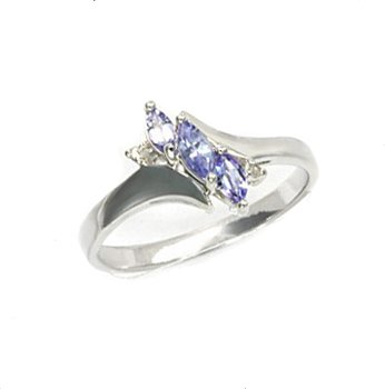 1/3cttw Genuine Marquise Tanzanite and Diamond Accent 10K White Gold Ring Size 7
