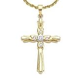 14K Yellow Gold Diamond Cross